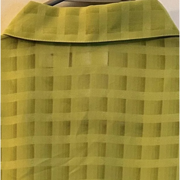 Liz Baker Women's Lime Green Long Sleeve Blouse Size 18 EUC Sheer - Picture 9 of 10